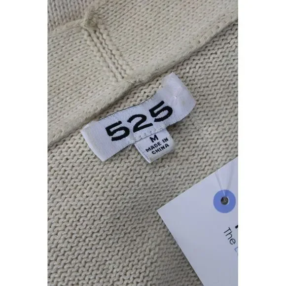 525 Unisex Cardigan V-Neck Button 100% Cotton Beige Long Sleeve Size M - Picture 6 of 6